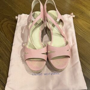Stuart Weitzman Blush Pink Wedge Sandals 7.5